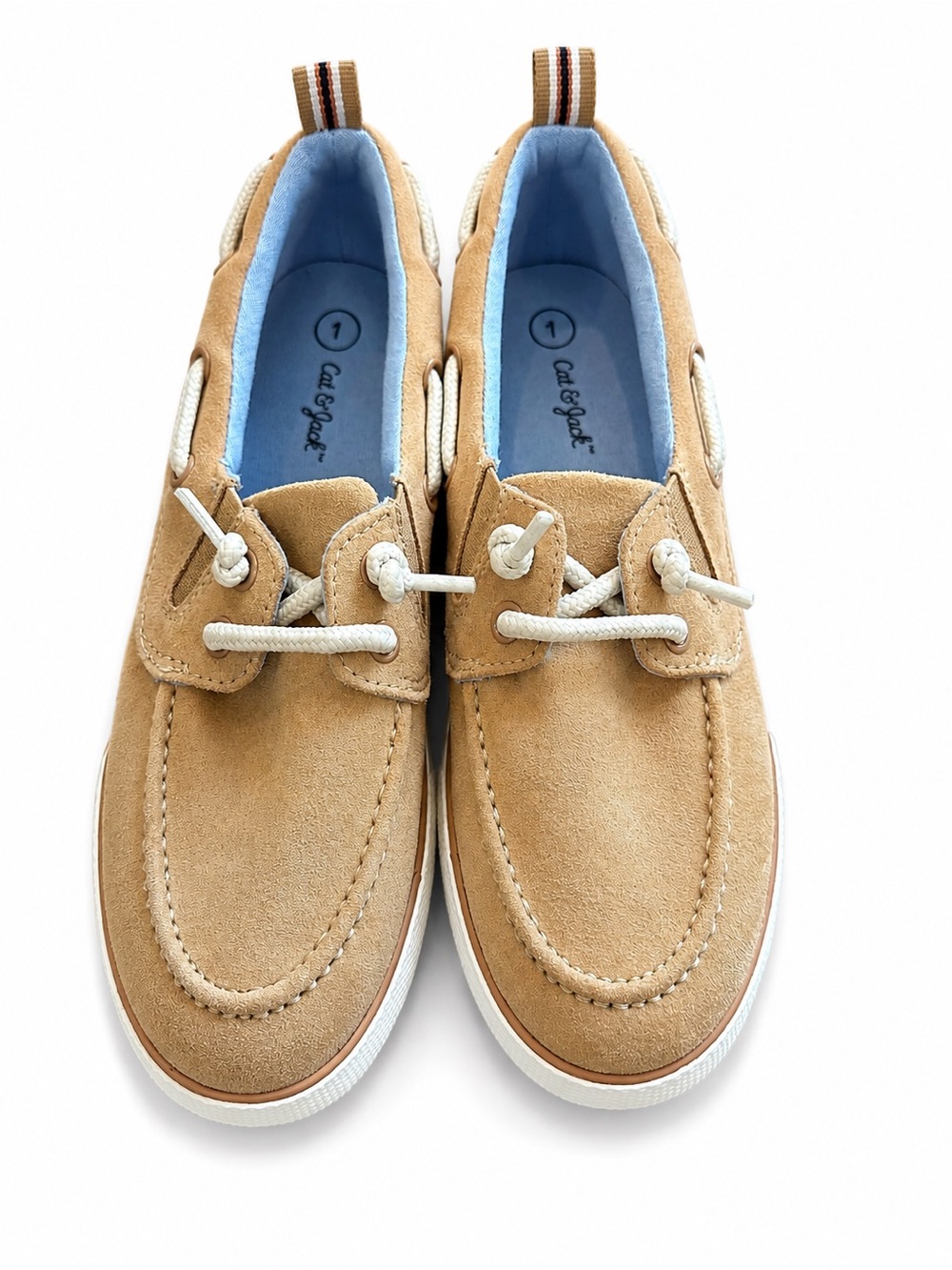 Cat & Jack Kids Tan Faux Suede Boat Shoes Size 1